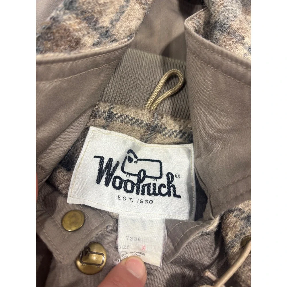 Woolrich‎ Mens Mountain Parka Jacket Tan Khaki Plaid Lined Hooded 7336 Size M